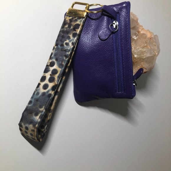 New Handmade Fabric Key Fob Wristlet | Keychain | Hand Dyed | Gray and Beige - Picture 6 of 9